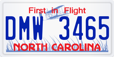 NC license plate DMW3465
