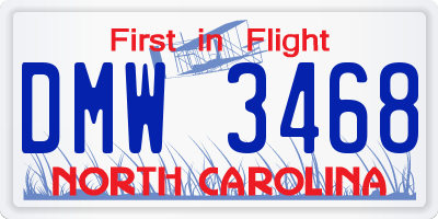 NC license plate DMW3468