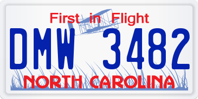 NC license plate DMW3482