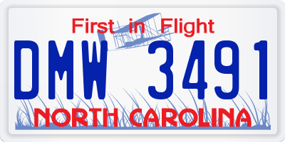 NC license plate DMW3491