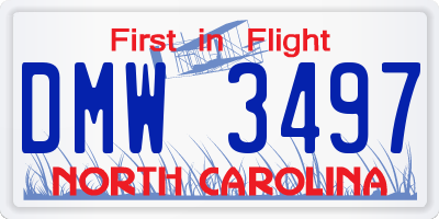 NC license plate DMW3497