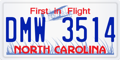 NC license plate DMW3514