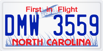 NC license plate DMW3559