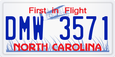 NC license plate DMW3571