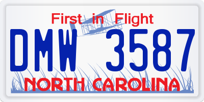NC license plate DMW3587