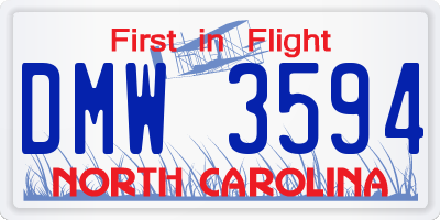 NC license plate DMW3594