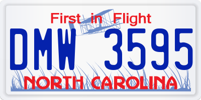 NC license plate DMW3595