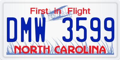 NC license plate DMW3599