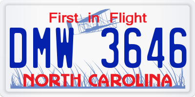 NC license plate DMW3646