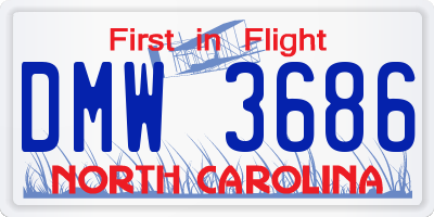 NC license plate DMW3686