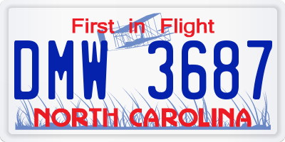 NC license plate DMW3687