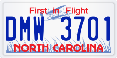 NC license plate DMW3701