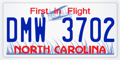 NC license plate DMW3702