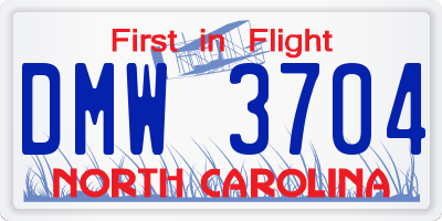 NC license plate DMW3704