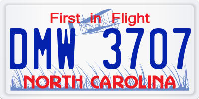 NC license plate DMW3707