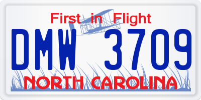 NC license plate DMW3709