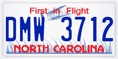 NC license plate DMW3712