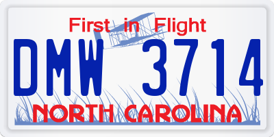 NC license plate DMW3714