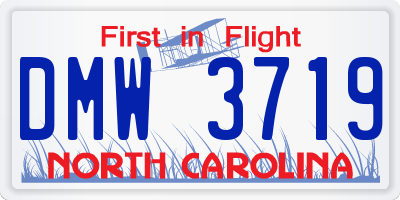 NC license plate DMW3719