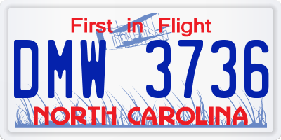 NC license plate DMW3736