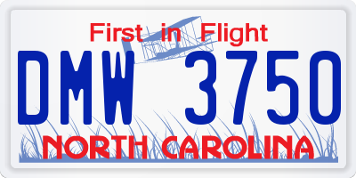 NC license plate DMW3750