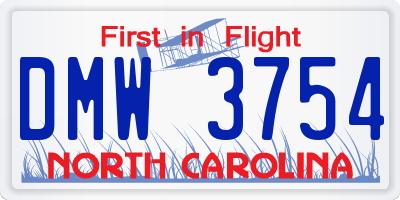 NC license plate DMW3754