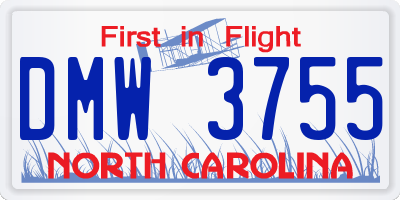 NC license plate DMW3755