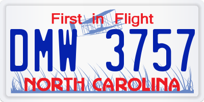 NC license plate DMW3757