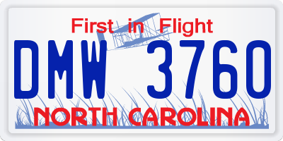 NC license plate DMW3760