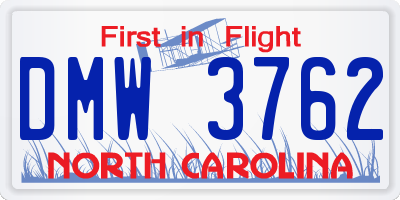 NC license plate DMW3762