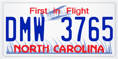 NC license plate DMW3765