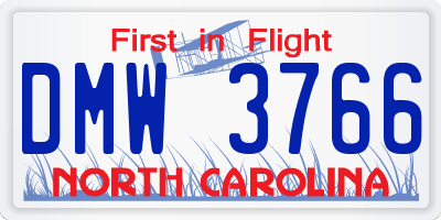 NC license plate DMW3766