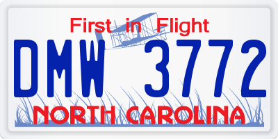 NC license plate DMW3772
