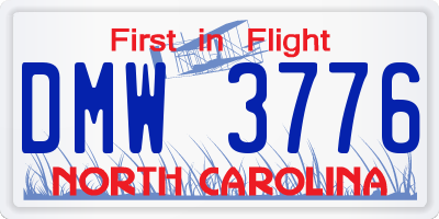 NC license plate DMW3776