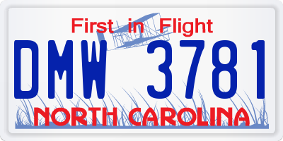 NC license plate DMW3781