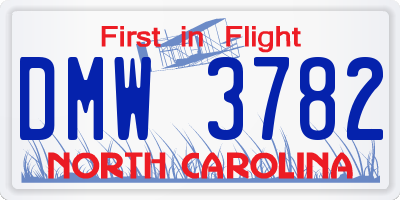 NC license plate DMW3782