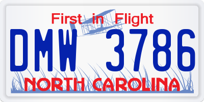NC license plate DMW3786