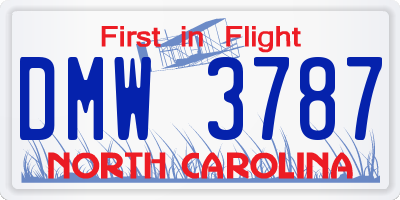 NC license plate DMW3787