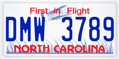 NC license plate DMW3789