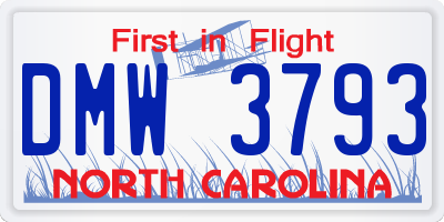 NC license plate DMW3793