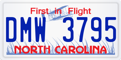 NC license plate DMW3795