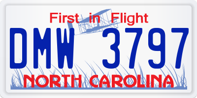 NC license plate DMW3797