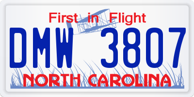 NC license plate DMW3807