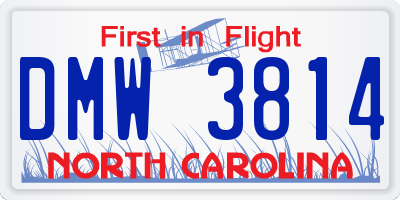 NC license plate DMW3814