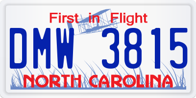 NC license plate DMW3815
