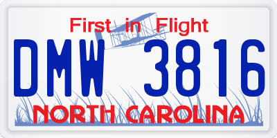 NC license plate DMW3816