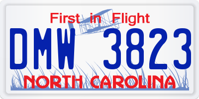 NC license plate DMW3823