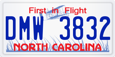 NC license plate DMW3832