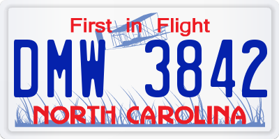 NC license plate DMW3842