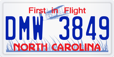 NC license plate DMW3849